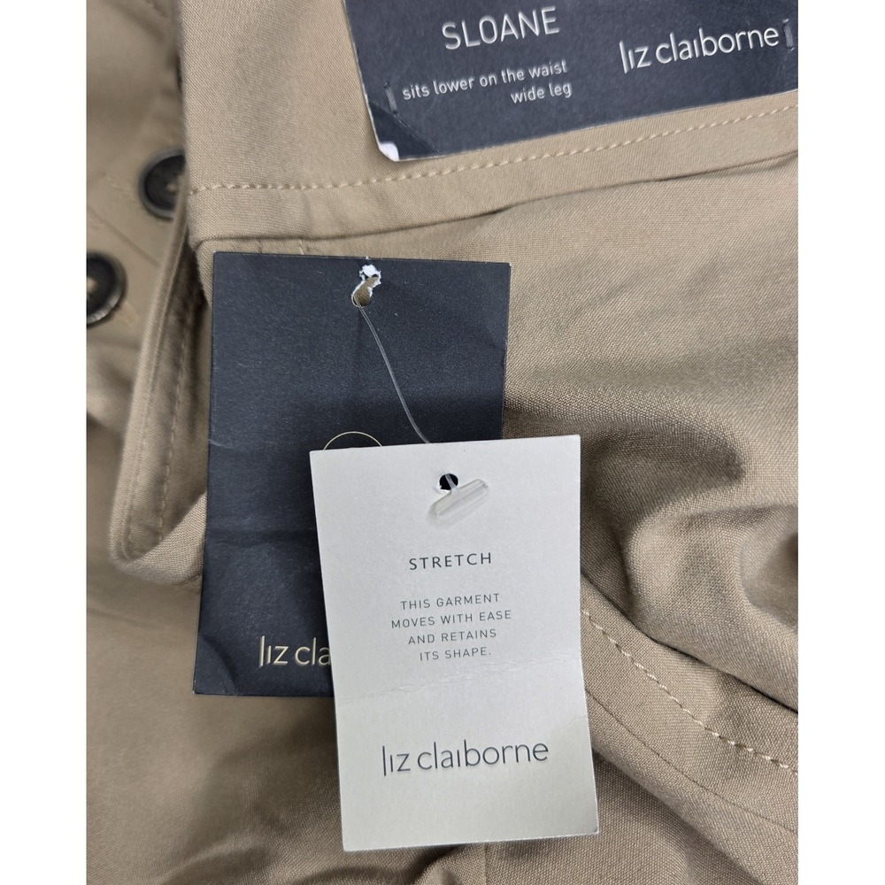 *NEW w/Tags Women's Liz Claiborne Size 16 Tan Stretch Sloane Wide Leg Pants - Picture 6 of 9